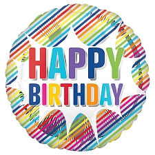 Happy Birthday Striped Burst Foil Balloons Delivery UK