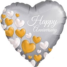 Anniversary Platinum Hearts Foil Balloons Delivery UK