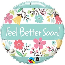 Feel Better Soon Floral Round Foil Balloon Delivery UK