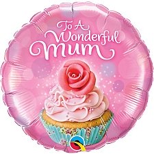 Wonderful Mum Cupcake Foil Balloon Delivery UK