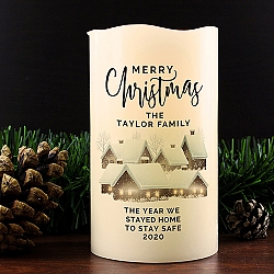Personalised Christmas Town LED Candle Delivery UK