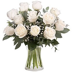 12 Classic White Roses Delivery to Netherlands