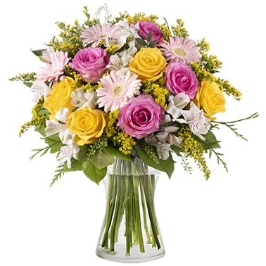 Yellow and Pink Roses Delivery to Belgium