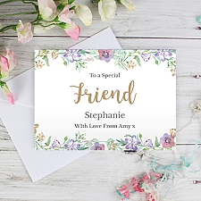 Personalised Gold Floral Watercolour Card delivery to UK [United Kingdom]