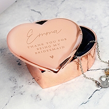 Personalised Free Text Rose Gold Heart Trinket Box Delivery UK