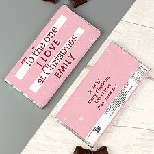Personalised Pink Christmas Milk Chocolate Bar Delivery UK