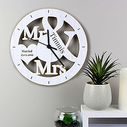 Personalised Mr & Mrs Wooden Clock Delivery UK