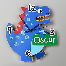 Personalised Dinosaur Shape Wooden Clock Delivery UK