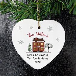 Personalised Cosy Christmas Ceramic Heart Decoration Delivery UK