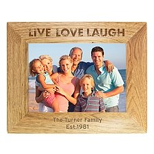 Personalised Love Laugh Wooden Photo Frame Delivery UK