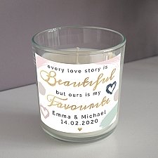 Personalised Love Story Scented Jar Candle Delivery to UK
