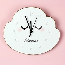 Personalised Eyelash Cloud Shape Wooden Clock Delivery UK