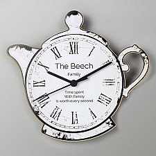 Personalised Teapot Shape Wooden Clock Delivery UK