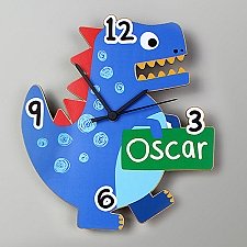 Personalised Dinosaur Shape Wooden Clock Delivery UK