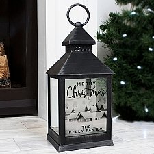 Personalised Town Christmas Rustic Black Lantern Delivery UK