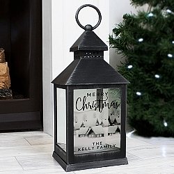 Personalised Town Christmas Rustic Black Lantern Delivery UK