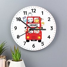 Personalised Animal Bus Wooden Clock Delivery UK