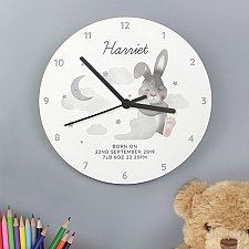Personalised Bunny White Wooden Clock Delivery UK