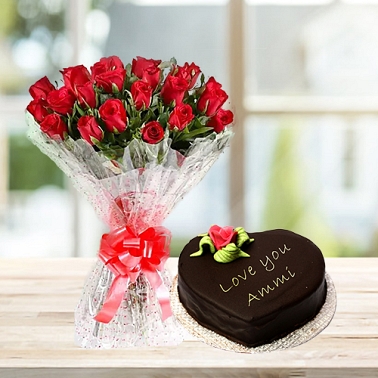 2lbs Mothers Day Cake from Pearl Continental Hotel with Red Roses delivery to Pakistan