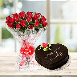 24 Red Roses with 2Lbs Fathers Day Cake - Serena Hotel