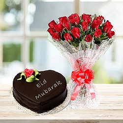 4lbs Eid Day Cake with 24 Red roses