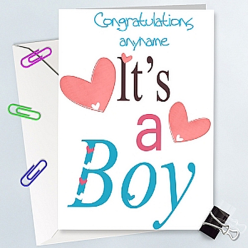 Congratulation On A Boy - Personalised Cards