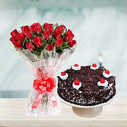 24 Red Roses with 2Lbs Mothersday Cake - PC Hotel