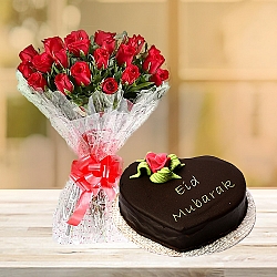 24 Red Roses with 2Lbs Eid Day Cake - PC Hotel