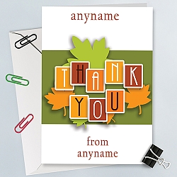 Thank You-Leaves - Personalised Card