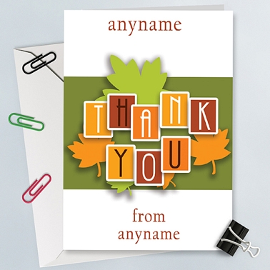 Thank You-Leaves - Personalised Card