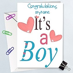 Congratulation On A Boy - Personalised Cards