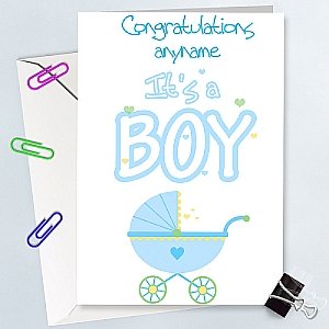 Congratulation On Boy With Craddle - Personalised Cards