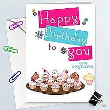 Happy Birthday Cupcakes - Personalised Cards
