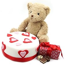 Love Cake with Teddy and Chocolates Delivery UK