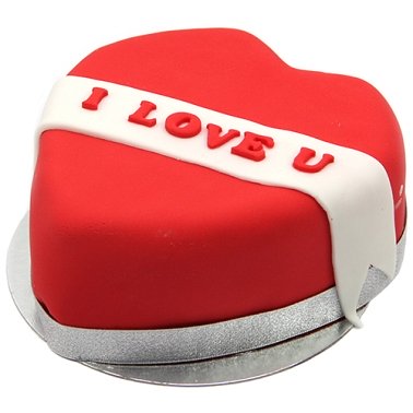 I Love U Ribbon Heart Cake delivery UK