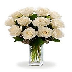 12 Long Stemmed White Roses delivery to Canada