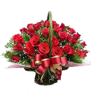24 Red Roses Basket delivery to India