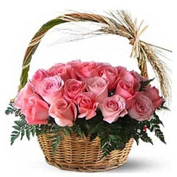 Pink Roses Basket 24 Flowers delivery to India
