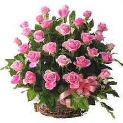 Pink Roses Basket 50 Flowers delivery to India