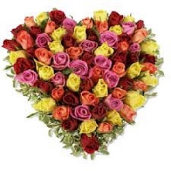 50 Mix Roses Heart delivery to India