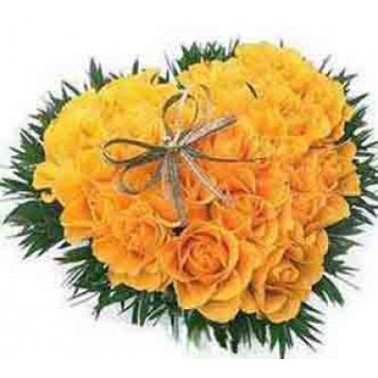 Yellow Roses Heart 50 Flowers delivery to India