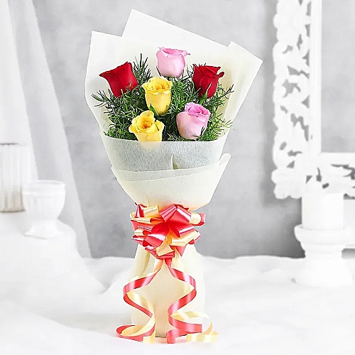 6 Mixed Roses Bunch Delivery