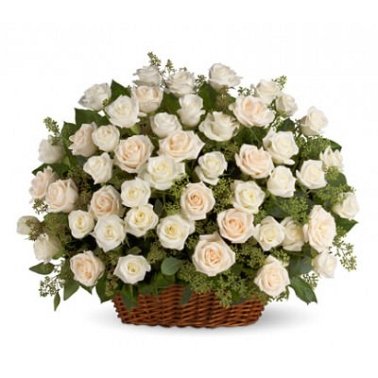 White Roses Basket 50 Flowers delivery to India