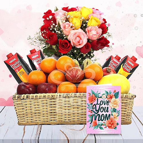 Fresh Blooms and Fresh Fruits Combo