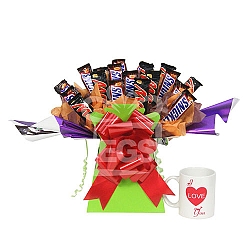 Snickers and Mars Bouquet With Heart Mug