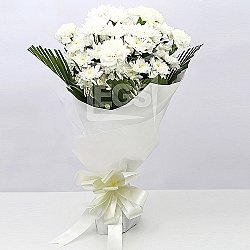White Chrysanthemums and Carnations Bouquet