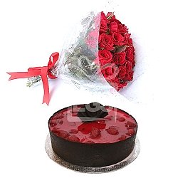 Cake from Marriott Hotel with Red Roses delivery to Pakistan