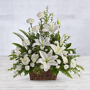 Peaceful White Lilies Basket