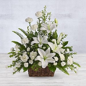 Peaceful White Lilies Basket