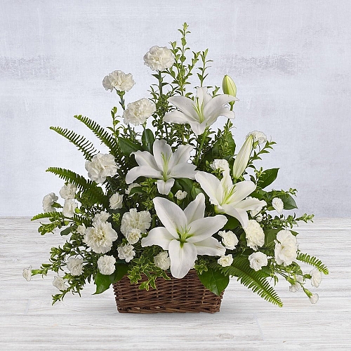 Peaceful White Lilies Basket